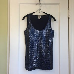 Navy Blue Anne Klein Sequin Tank